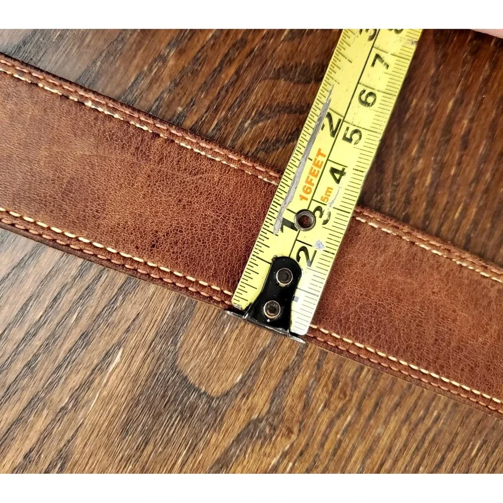 Vintage Leather Overlay Eagle Belt Buckle w/Full Grain Leather Belt 38-40